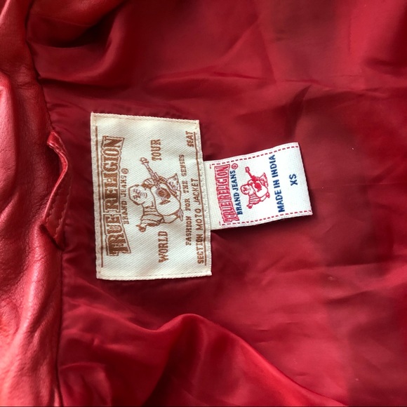 Red True Religion Lamb Leather Jacket size XS - Picture 12 of 16